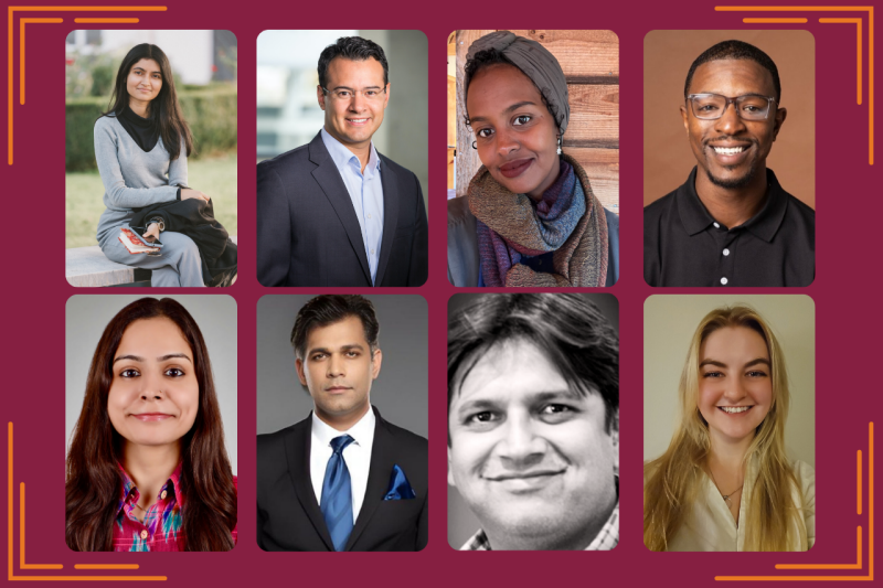 Eight photos of male and female business leaders